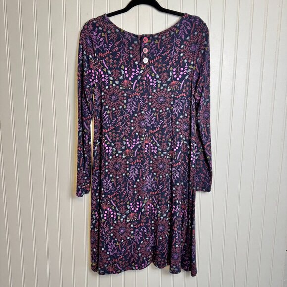 Matilda Jane New Resolution Purple Floral Long Sleeve Knit Dress L22 - Picture 4 of 4